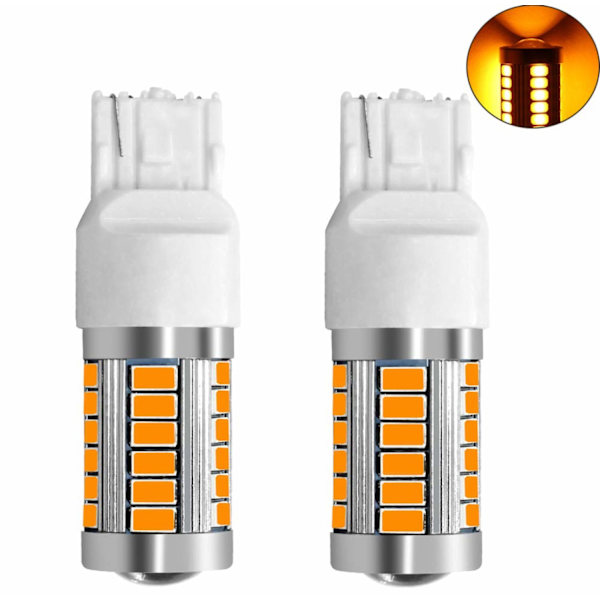 2x Gul 7440 W21W T20 33st smd 5730 Yellow one size