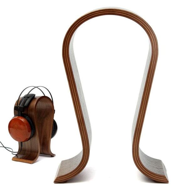 Universal headset rack lavet af ægte træ i flere lag Brown