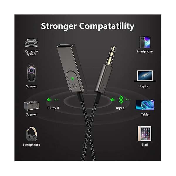 Langaton USB Bluetooth 5.0 -äänivastaanotin 3,5 mm AUX Silver one size