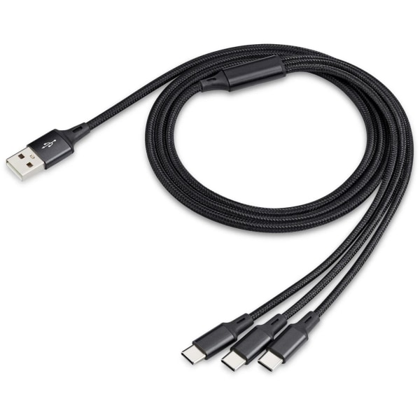 1,2 metriä USB-A 3 kappaleelle USB-C Black