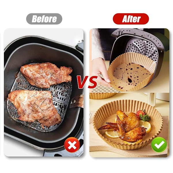 50 stk. 20x4,5 cm Air Fryer Bagepapir Ark Former runde Engangspapir Brown one size