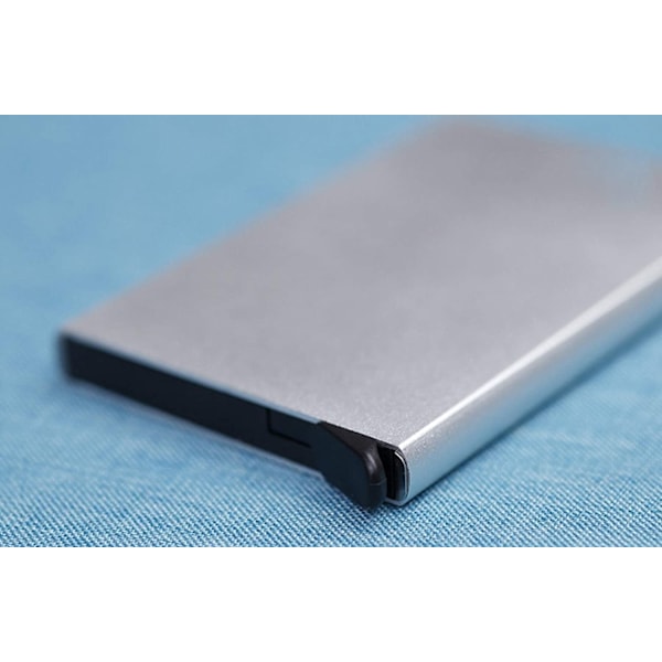 2x Silver korthållare skjuter Fram 5 kort - RFID säker Silver one size