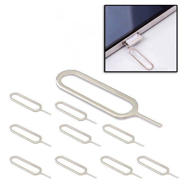 3x SIM-kortin avain, nasta, iPad, iPhone Silver one size