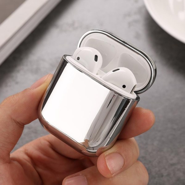 2x Hopeinen sähkölevykotelo Apple Airpods / Airpods 2 Silver one size