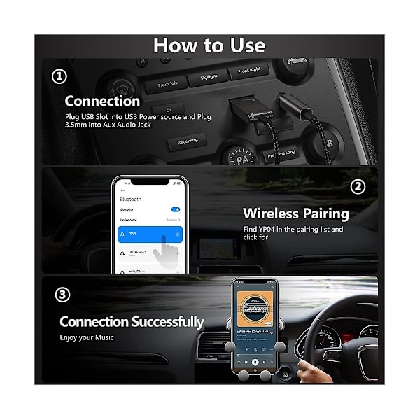 Langaton USB Bluetooth 5.0 -äänivastaanotin 3,5 mm AUX Silver one size