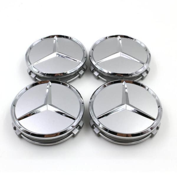 MB01 - 75MM 4-pakksenter dekker Mercedes Benz Silver one size