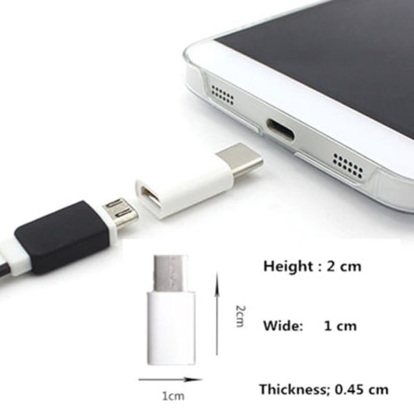3x Adapter Micro-USB til USB-C han USB C han White one size