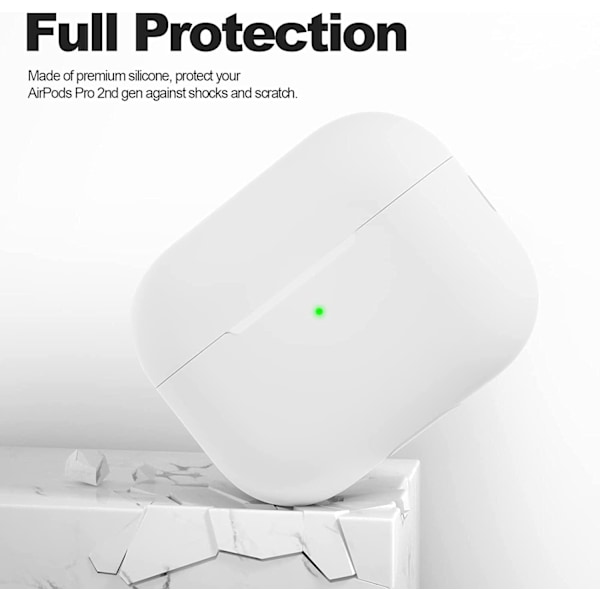 2x Hvit Airpods PRO 2 silikondeksel White one size