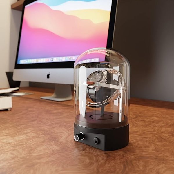 Clock Winder Glass Cup Silent Luxury Clock Box Black one size