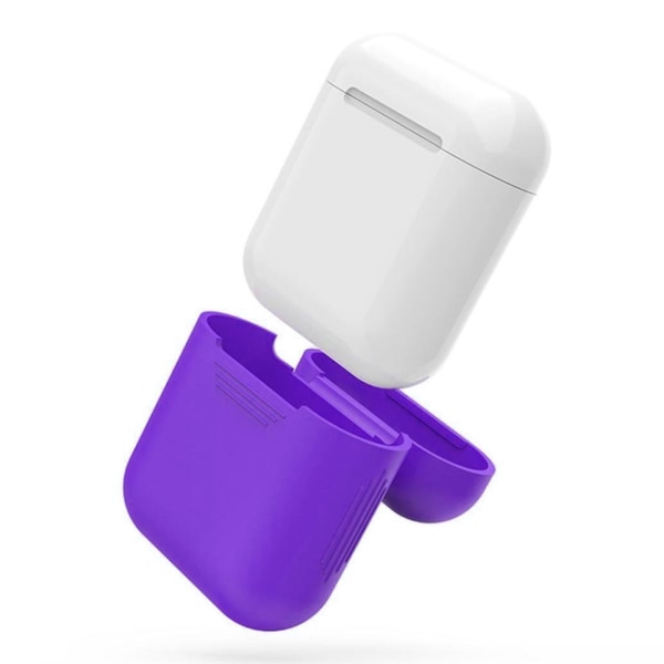 2x Silikone Cover Case til Apple Airpods / Airpods 2 - lilla Purple one size