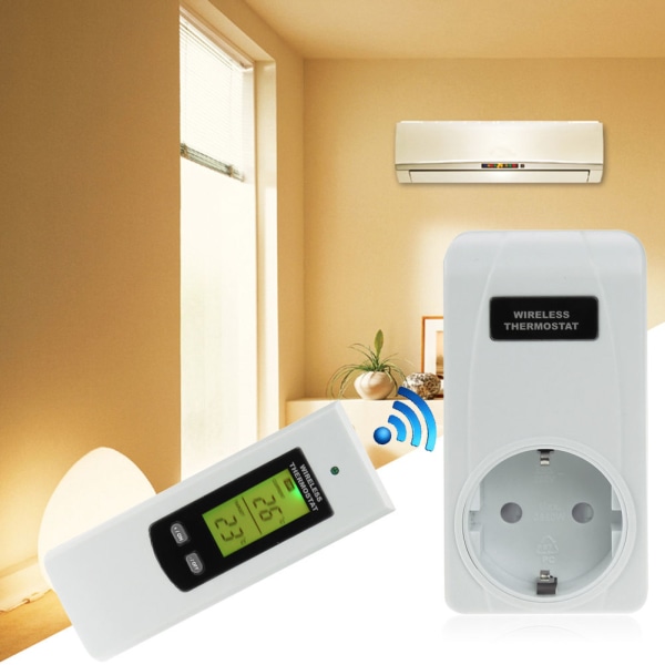 Trådlös termostat RF 433MHz  frost- och temperaturkontroll 3KW Vit