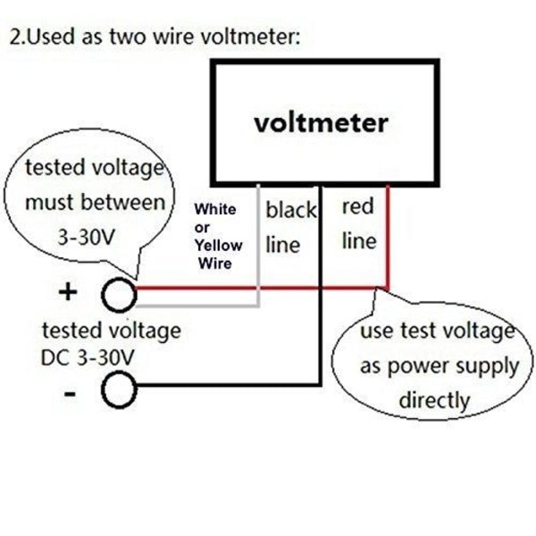 Blå digital voltmeter 3,3-30V Black one size