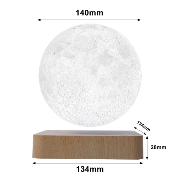 Flydende Flydende Maglev Lampe Atmosfærelampe Moon Walnut White one size