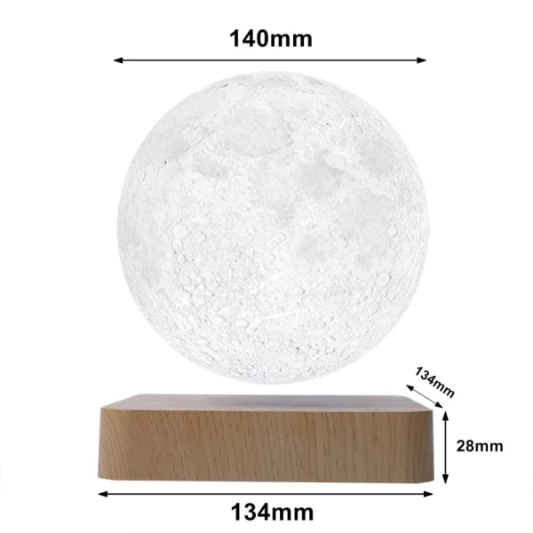 Flytende Flytende Maglev Lampe Atmosfærelampe Moon Walnut White one size