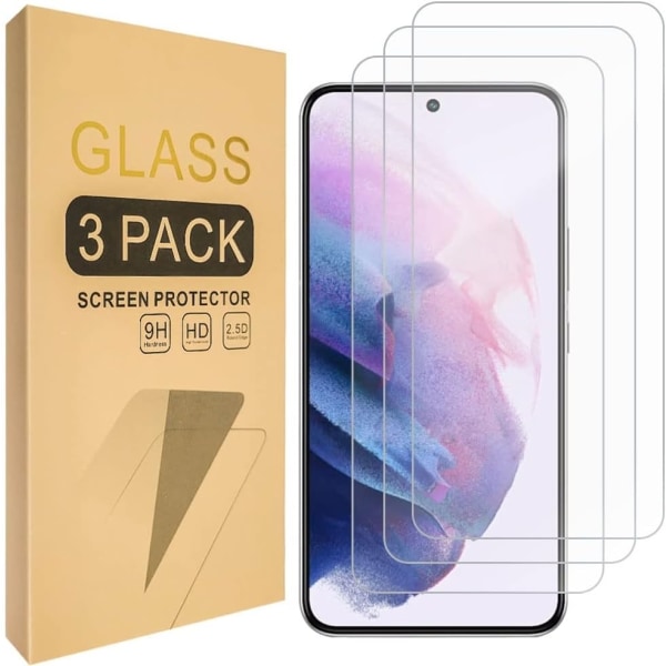 3x Hærdet glascover Samsung S22 Plus Fuld pasform, fingeraftryk Transparent one size