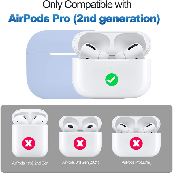 2x Blå Airpods PRO 2 silikondeksel Blue one size