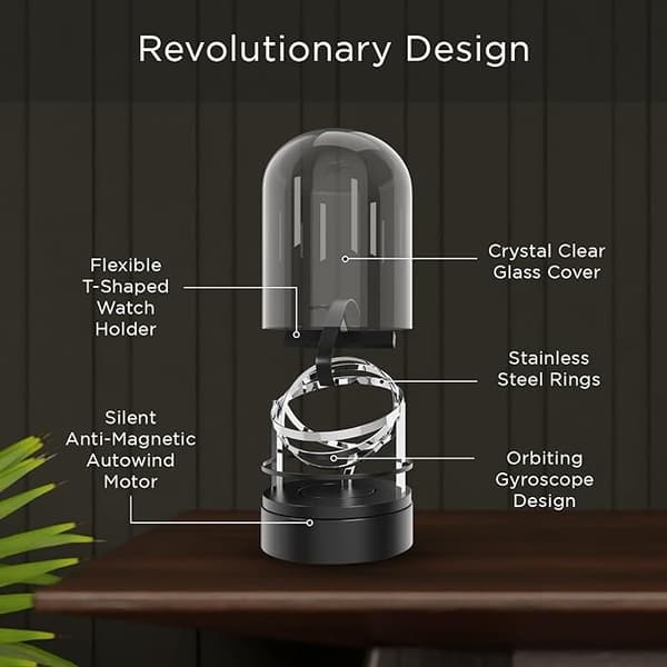 Clock Winder Glass Cup Silent Luxury Clock Box Black one size