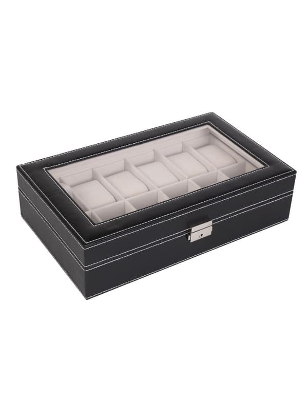 Klocklåda för 12 klockor / Klockbox / Urbox Svart one size