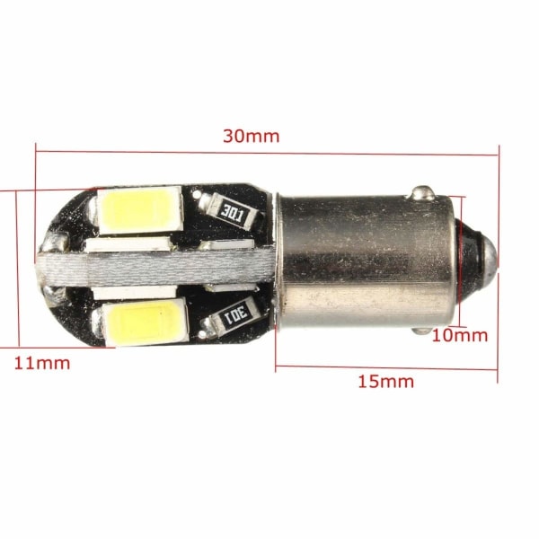 4x CANBUS T4W - BA9s 8 LED 5730 - Hvid White one size
