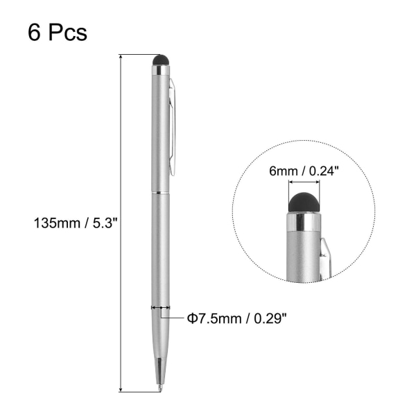 3x Hopea 2 in 1 kuulakärki + Stylus Pen iPadille, iPhonelle ja m Silver