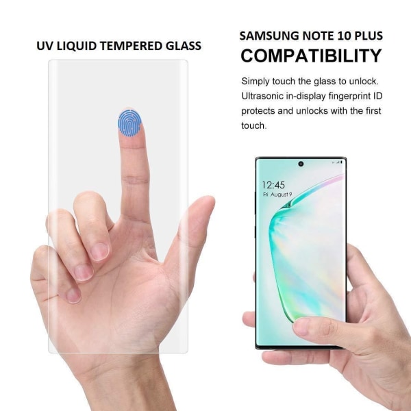3x Fuld dækning UV lys hærdet glas til Samsung Note 10 Transparent one size