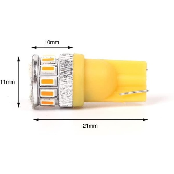 4X T10 Canbus W5W 18 st 3014 LED - Gul Yellow one size