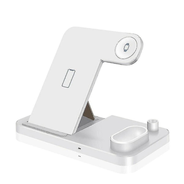 Hvid 4 - 1 opladningsstation til iPhone, Apple Watch, AirPods, Apple blyant 1/2 Silver one size