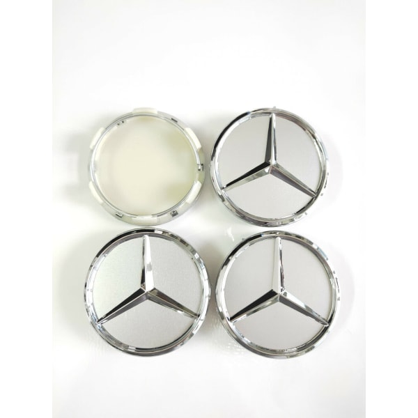 MB37 - 60MM 4-pakksenter dekker Mercedes Benz krom Silver one size