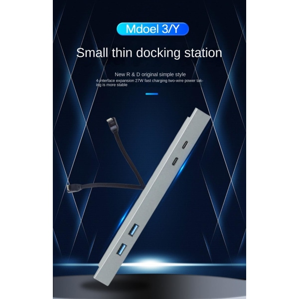 Dockningsstation för Tesla model 3/Y 2x USB - A 2X USB - C Transparent