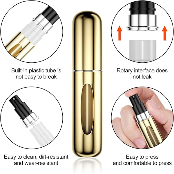 2X Parfyme Atomizer 8 ml Parfymeflaske for reise Silver one size