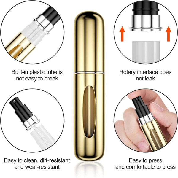 2X Perfume Atomizer 8 ml Parfymflaska för resa Silver one size