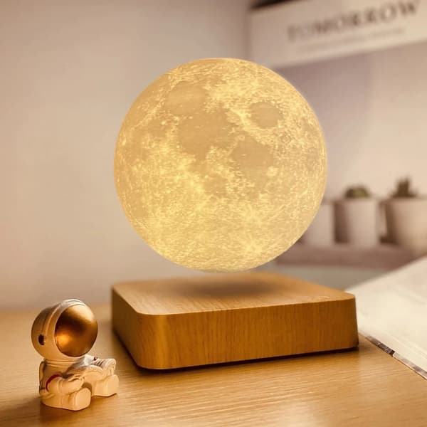 Flydende Flydende Maglev Lampe Atmosfærelampe Moon Walnut White one size