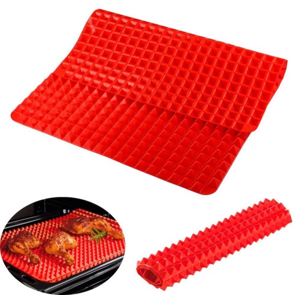 Non-Stick silikon ugnsmatta, Pyramid format hälsosam matlagning. Röd one size