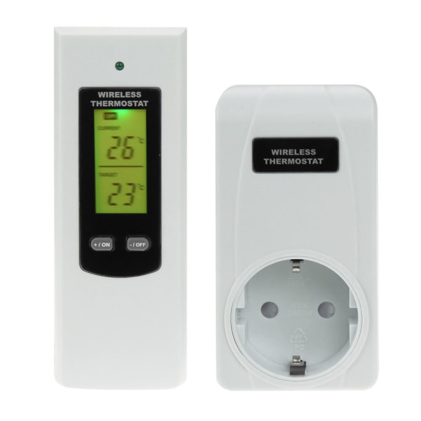 Trådlös termostat RF 433MHz  frost- och temperaturkontroll 3KW Vit