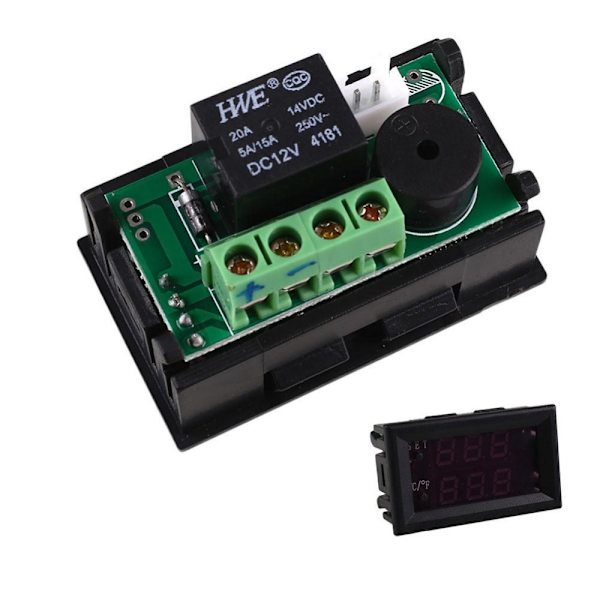 DC 12V 20A Digital Termostat relä Intelligent temperatur styrenhet Svart