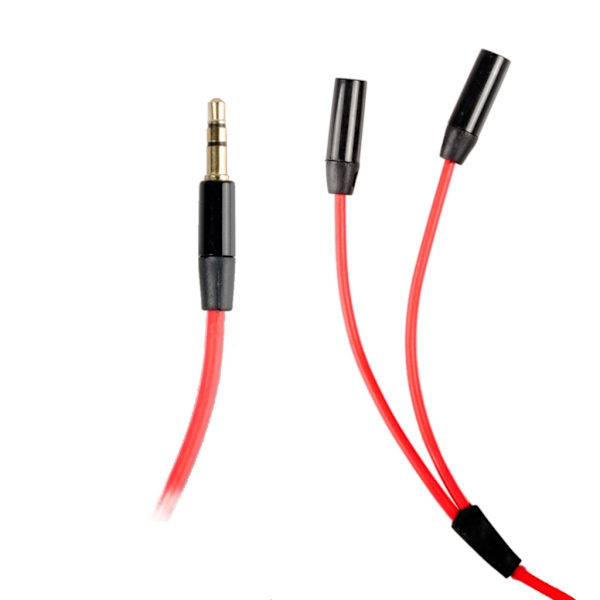 2stk. 3,5 mm Y-splitter lydkabel for hann og to kvinner Red