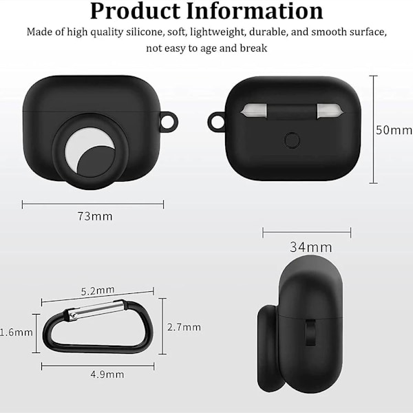 AirPods Pro silikonskal med AirTag hållare Svart Svart one size