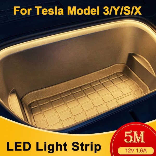 LED-løkke til forreste bagagerumsklap til Tesla 3 Y S X varm hvi Warm white