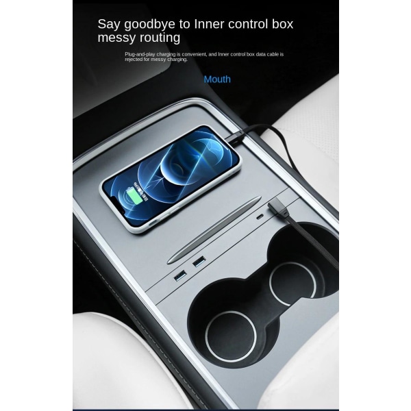 Docking station for Tesla model 3/Y 2x USB A 2X USB C Transparent