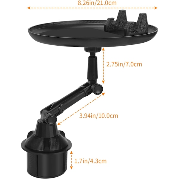 Spisebord til kopholderen Multifunktionel til Car caravan boat . Black one size