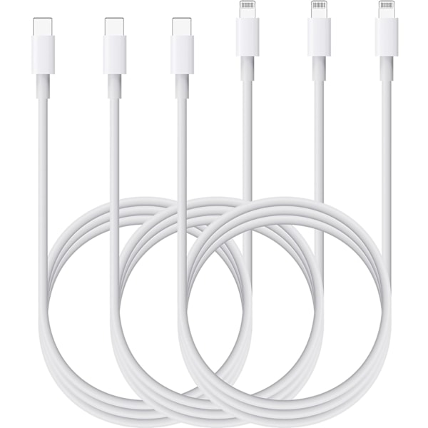 3x USB-c - salamakaapeli (1 m), jolla on MFI-sertifikaatti White