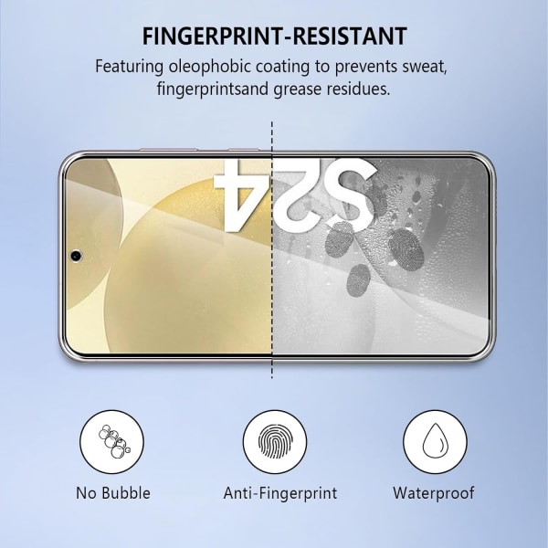 3X Herdet glassdeksel Samsung S24 Full Fit, fingeravtrykk Transparent one size