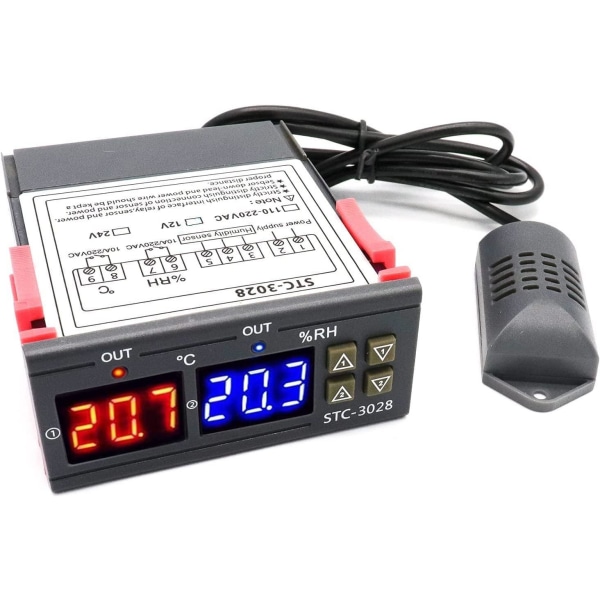 STC - 3028 temperatur & fuktighetsregulator , PID-regulator 220V Svart