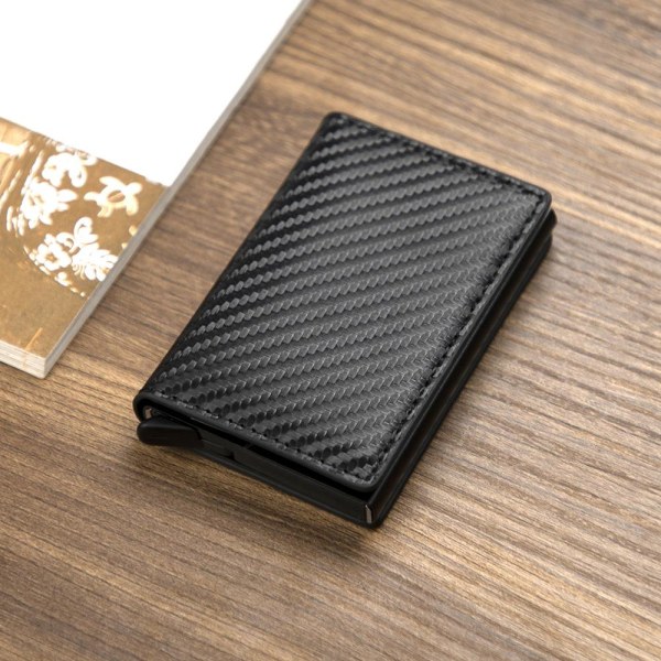 Plånbok med Airtag hållare Carbon RFID Korthållare 5st Kort Svart one size