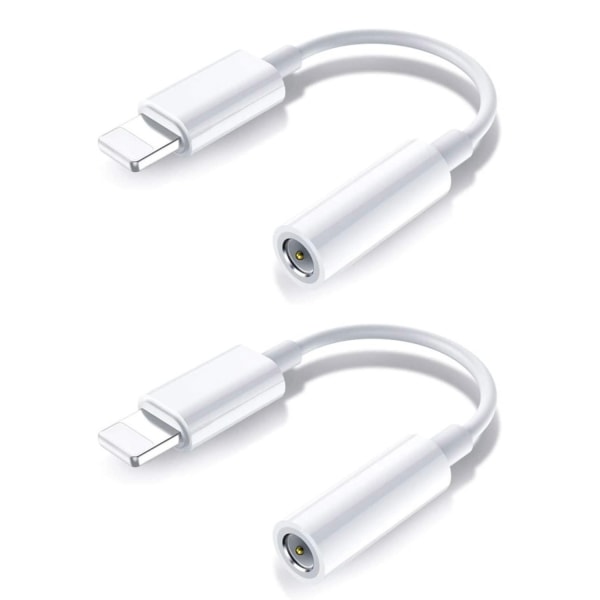 2x Lyn til 3,5 mm adapter for BT-hodetelefoner White one size