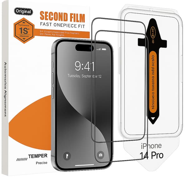 2-Pack Skærmbeskyttelse kompatibel med i iPhone 14 Pro – Ramme Transparent one size