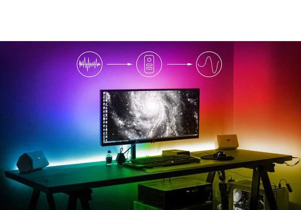 LED-loop for TV Google / Wifi + Fjernkontroll + lydkontroll White one size
