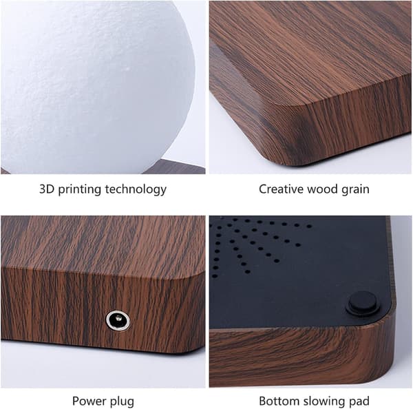 Flytende Flytende Maglev Lampe Atmosfærelampe Moon Walnut White one size