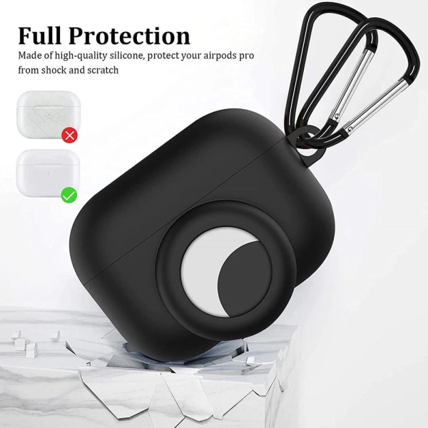 AirPods Pro silikonskall med AirTag-holder Sort Black one size