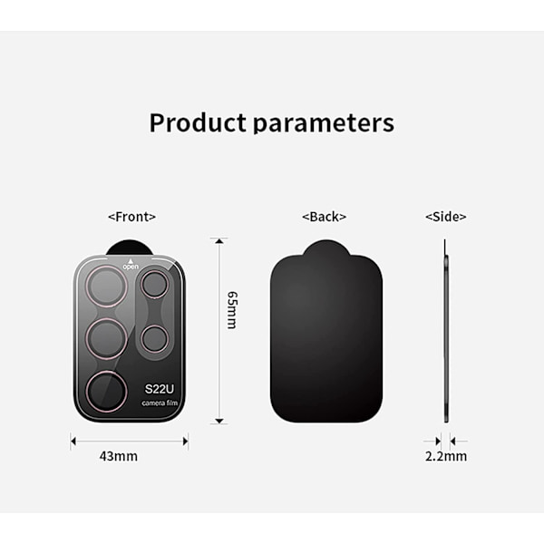 Sort Samsung S22 Ultra kamera linsecover Transparent one size